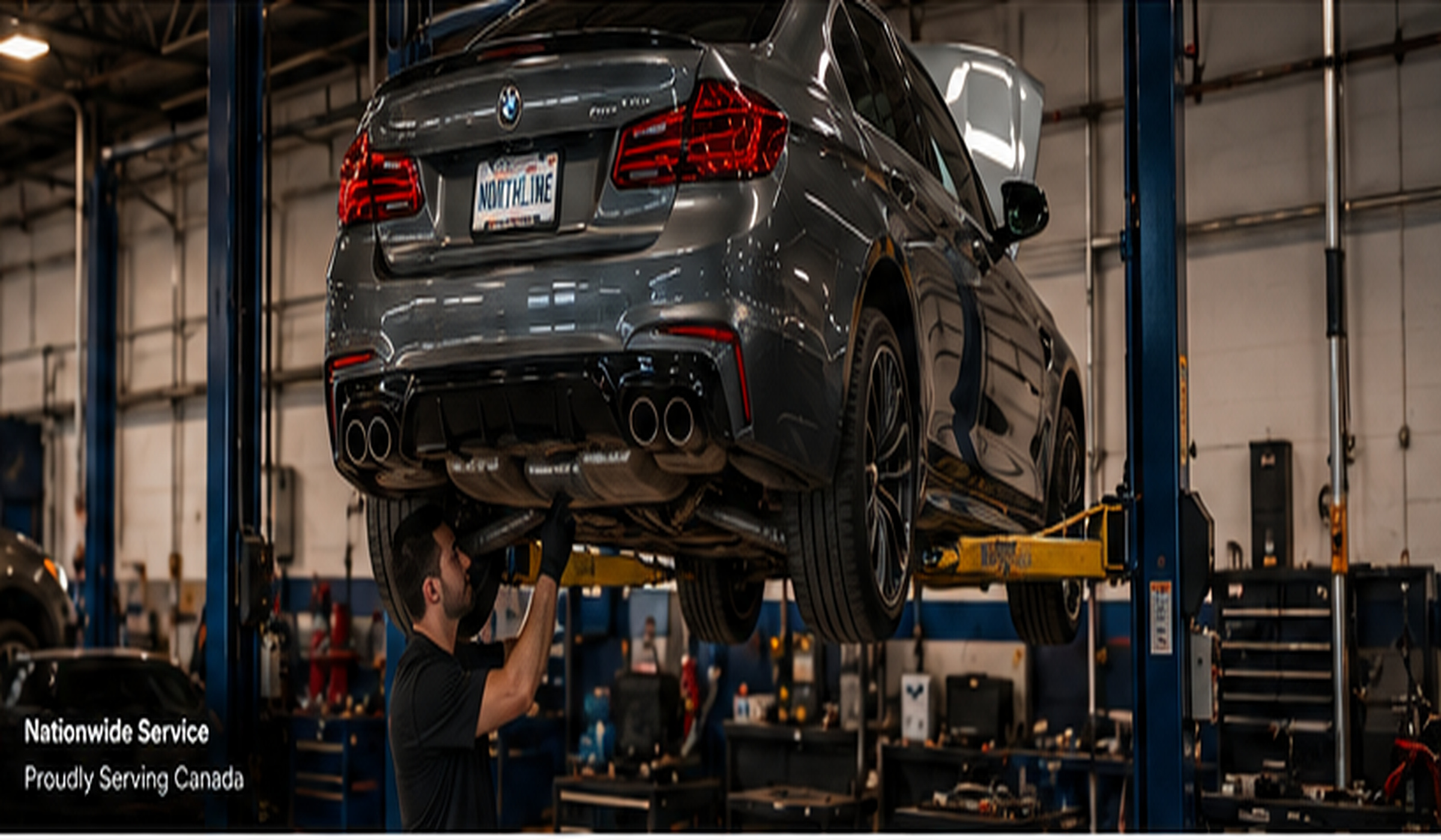 Mechanic checking a vehicle in a workshop